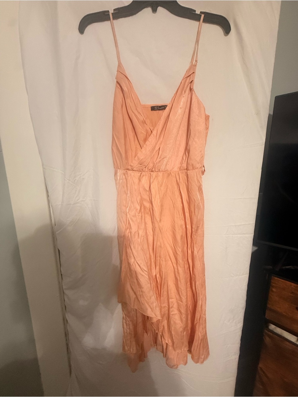 Simple Peach Asymmetrical Slip Dress